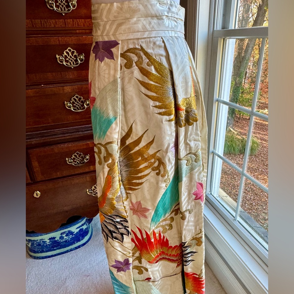 Vintage Silk and Embroidered Formal Skirt made from a Japanese Wedding Kimono